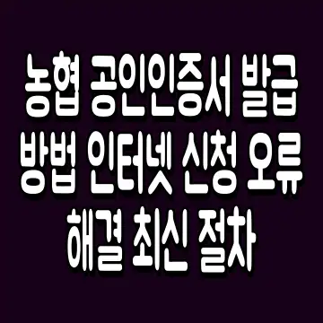 농협 공인인증서 발급 방법 인터넷 신청 오류 해결 최신 절차