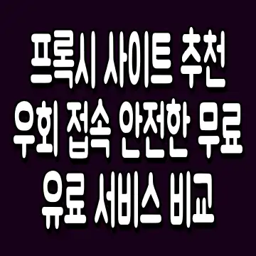 프록시 사이트 추천 우회 접속 안전한 무료 유료 서비스 비교