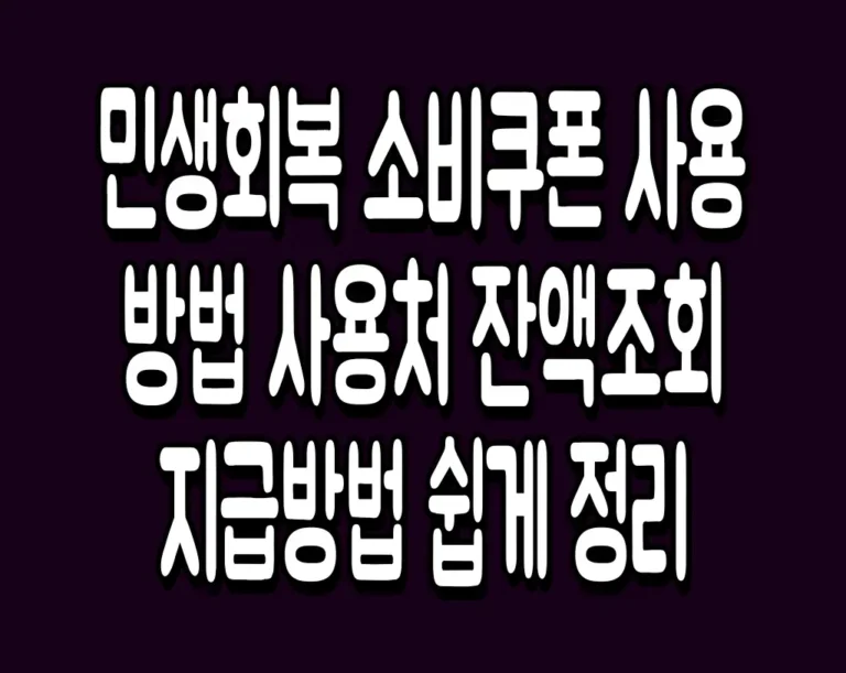 민생회복 소비쿠폰 사용방법 사용처 잔액조회 지급방법 쉽게 정리