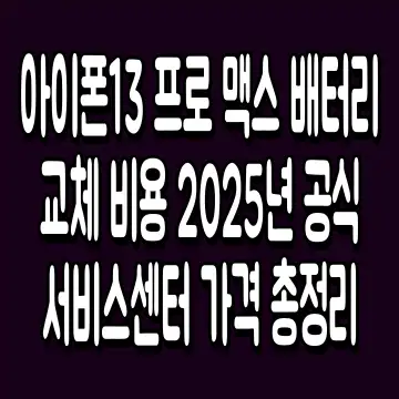 아이폰13 프로 맥스 배터리 교체 비용 2025년 공식 서비스센터 가격 총정리