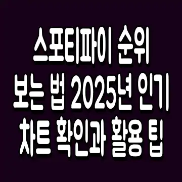 스포티파이 순위 보는 법 2025년 인기 차트 확인과 활용 팁