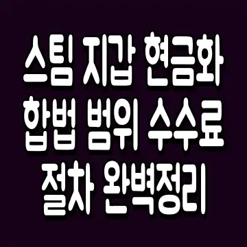 스팀 지갑 현금화 합법 범위 수수료 절차 완벽정리