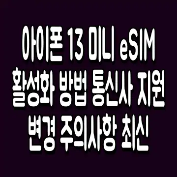 아이폰 13 미니 eSIM 활성화 방법 통신사 지원 변경 주의사항 최신
