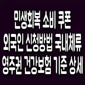 민생회복 소비 쿠폰 외국인 신청방법 국내체류 영주권 건강보험 기준 상세