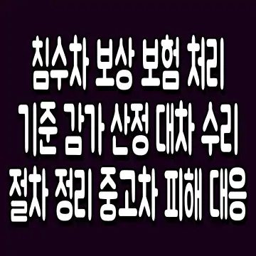 침수차 보상 보험 처리 기준 감가 산정 대차 수리 절차 정리 중고차 피해 대응