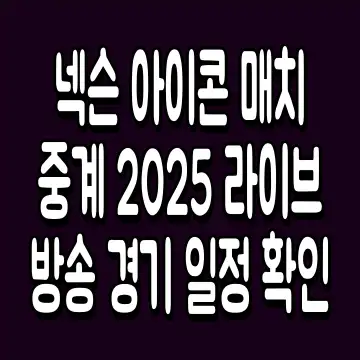 넥슨 아이콘 매치 중계 2025 라이브 방송 경기 일정 확인