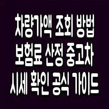 차량가액 조회 방법 보험료 산정 중고차 시세 확인 공식 가이드