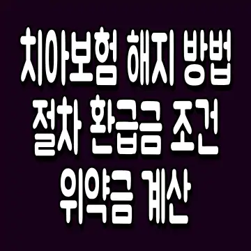치아보험 해지 방법 절차 환급금 조건 위약금 계산