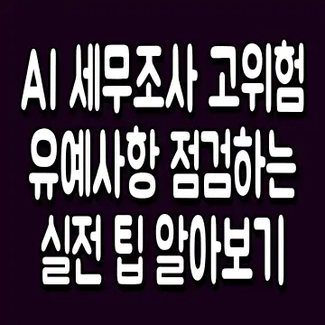 AI 세무조사 고위험 유예사항 점검하는 실전 팁 알아보기