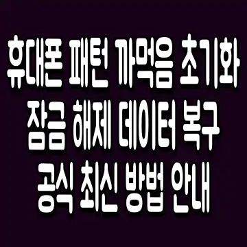 휴대폰 패턴 까먹음 초기화 잠금 해제 데이터 복구 공식 최신 방법
