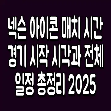 넥슨 아이콘 매치 시간 경기 시작 시각과 전체 일정 총정리 2025