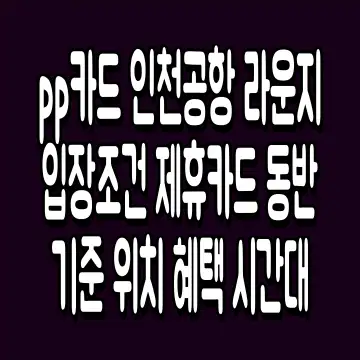 pp카드 인천공항 라운지 입장조건 제휴카드 동반 기준 위치 혜택 시간대