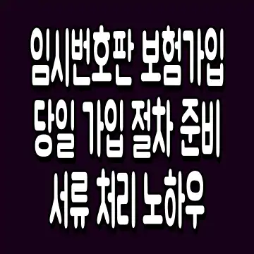 임시번호판 보험가입 당일 가입 절차 준비서류 처리 노하우