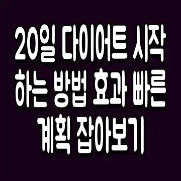 20일 다이어트 시작하는 방법 효과 빠른 계획 잡아보기