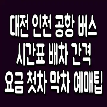 대전 인천 공항 버스 시간표 배차 간격 요금 첫차 막차 예매팁