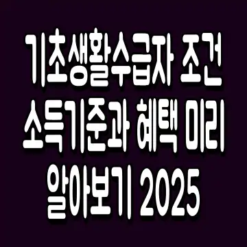 기초생활수급자 조건 소득기준과 혜택 미리 알아보기 2025