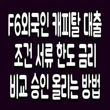 F6외국인 캐피탈 대출 조건 서류 한도 금리 비교 승인 올리는 방법
