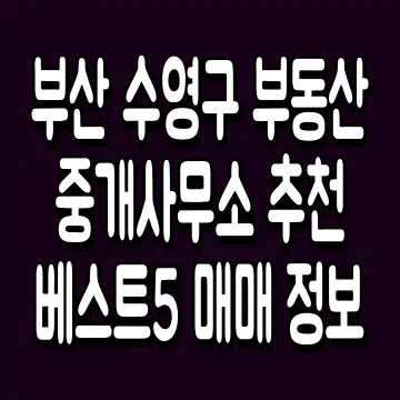 부산 수영구 부동산 중개사무소 추천 베스트5 매매 정보