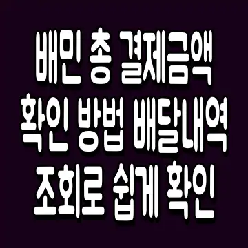 배민 총 결제금액 확인 방법 배달내역 조회로 쉽게 확인