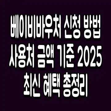 베이비바우처 신청 방법 사용처 금액 기준 2025 최신 혜택 총정리