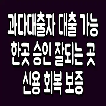 과다대출자 대출 가능한곳 승인 잘되는 곳 신용 회복 보증