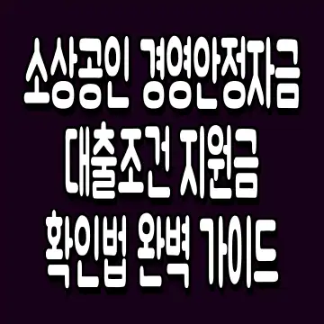 소상공인 경영안정자금 대출조건 지원금 확인법 완벽 가이드
