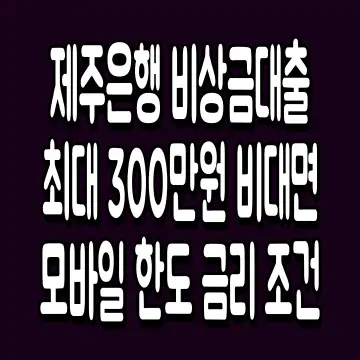제주은행 비상금대출 최대 300만원 비대면 모바일 한도 금리 조건
