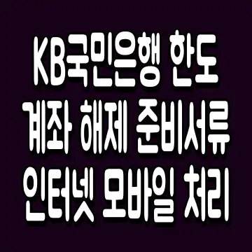 KB국민은행 한도계좌 해제 준비서류 인터넷 모바일 처리
