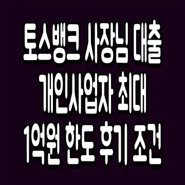 토스뱅크 사장님 대출 개인사업자 최대 1억원 한도 후기 조건