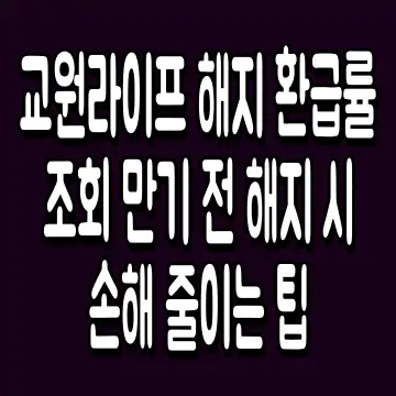 교원라이프 해지 환급률 조회 만기 전 해지 시 손해 줄이는 팁
