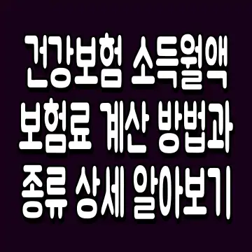 건강보험 소득월액 보험료 계산 방법과 종류 상세 알아보기