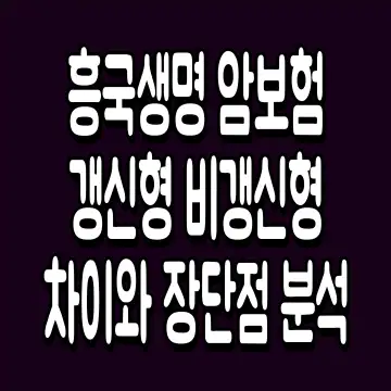 흥국생명 암보험 갱신형 비갱신형 차이와 장단점 분석
