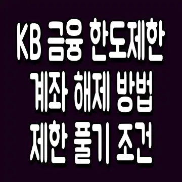 KB 금융 한도제한 계좌 해제 방법 제한 풀기 조건