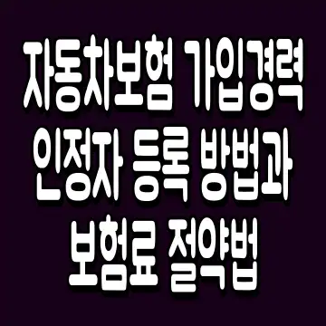 자동차보험 가입경력 인정자 등록 방법과 보험료 절약법