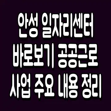 안성 일자리센터 바로보기 공공근로 사업 주요 내용 정리