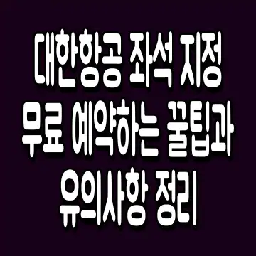 대한항공 좌석 지정 무료 예약하는 꿀팁과 유의사항 정리