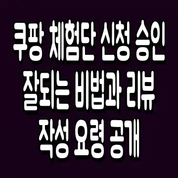 쿠팡 체험단 신청 승인 잘되는 비법과 리뷰 작성 요령 공개