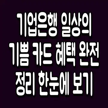 기업은행 일상의 기쁨 카드 혜택 완전 정리 한눈에 보기