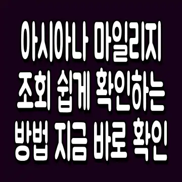 아시아나 마일리지 조회 쉽게 확인하는 방법 지금 바로 확인
