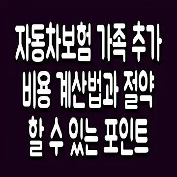 자동차보험 가족 추가 비용 계산법과 절약할 수 있는 포인트