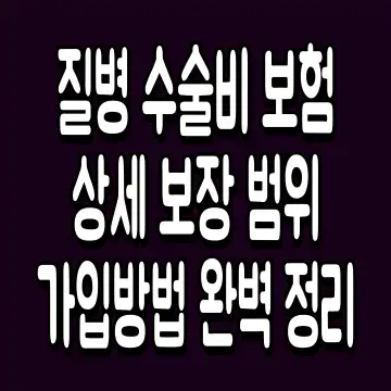 질병 수술비 보험 상세 보장 범위 가입방법 완벽 정리