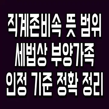 직계존비속 뜻 범위 세법상 부양가족 인정 기준 정확 정리