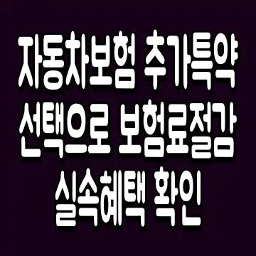 자동차보험 추가특약 선택으로 보험료절감 실속혜택 확인