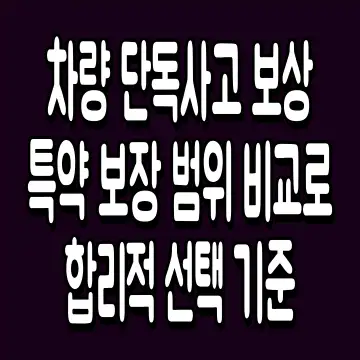차량 단독사고 보상 특약 보장 범위 비교로 합리적 선택 기준