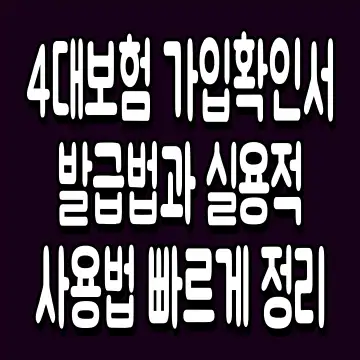 4대보험 가입확인서 발급법과 실용적 사용법 빠르게 정리