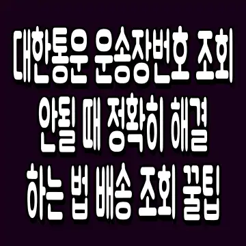 대한통운 운송장번호 조회 안될 때 정확히 해결하는 법 배송 조회 꿀팁