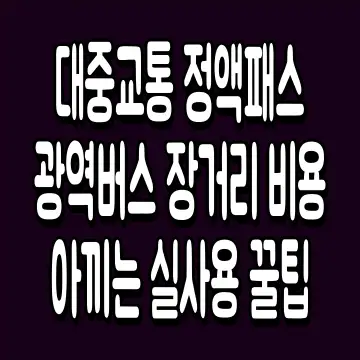 대중교통 정액패스 광역버스 장거리 비용 아끼는 실사용 꿀팁