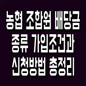 농협 조합원 배당금 종류 가입조건과 신청방법 총정리