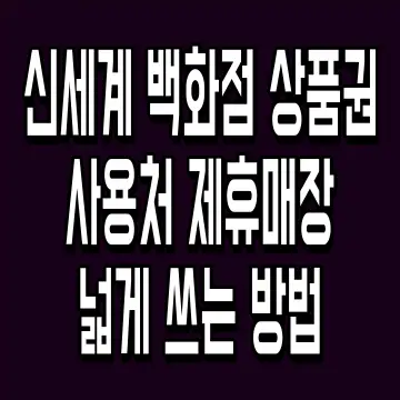 신세계 백화점 상품권 사용처 제휴매장 넓게 쓰는 방법