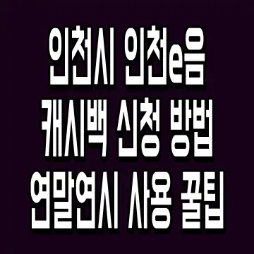 인천시 인천e음 캐시백 신청 방법 연말연시 사용 꿀팁